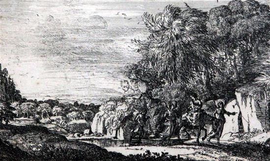 Claude Lorrain (1600-1682) The Flight into Egypt, 4 x 6.75in.